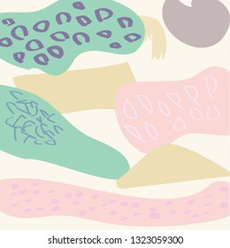 Creative cards with abstract geometric shapes. Trendy hipster style. Pastel green, pink colors. Contemporary art collage