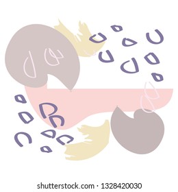 Creative cards with abstract geometric shapes. Trendy hipster style. Pastel green, pink colors. Contemporary art collage