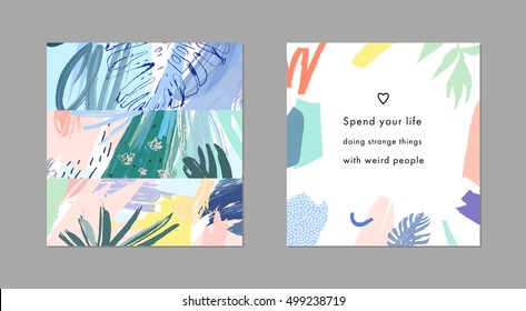 Creative cards, artistic banners, Inspiration quote for social media. Vector
