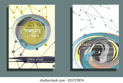  Creative Cards with Hand Drawn  Textures Made with Ink.  Abstract Modern Backgrounds. Patterns for Placards, Posters, Flyers and Banner Designs.