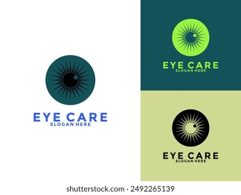 Creative Care Eye Concept Logo Design Template, Modern Eye Vision Logo Vector