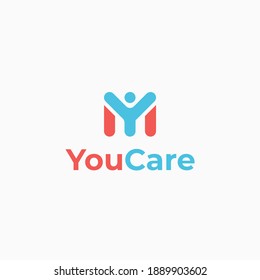 Creative care logo, care design concept, happy logo concept, love design, health logo