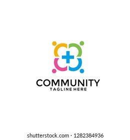 Creative Care people Concept Logo Design Template - Vector 