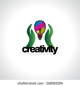 creative caring hand with bulb creativity concept 