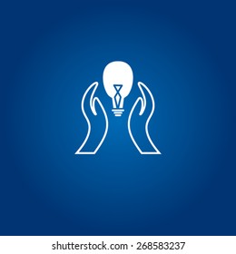 creative caring hand bulb idea concept 
