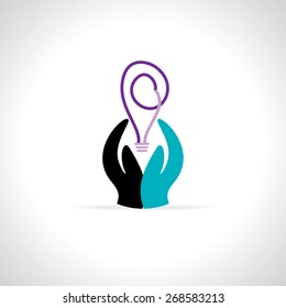 creative caring hand with bulb vector illustration 