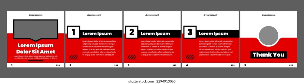 creative carousel or microblog template for social media posts. social media template red and black color theme