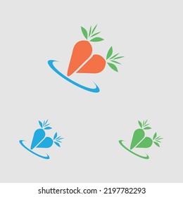 creative Carrot logo and healthy vegetable icon vector illustration best logo design