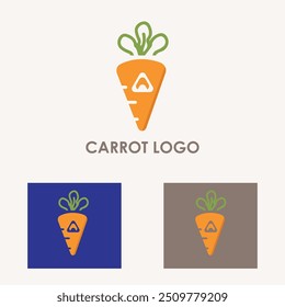 Logotipo creativo de la zanahoria con el símbolo de A