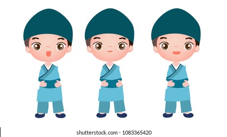 A creative cartoon character presenting simple culture of Nepal/ Asia.