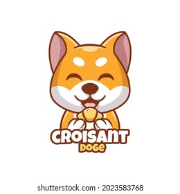 Creative Cartoon Croisant Doge Shiba Inu Dog Cute Logo