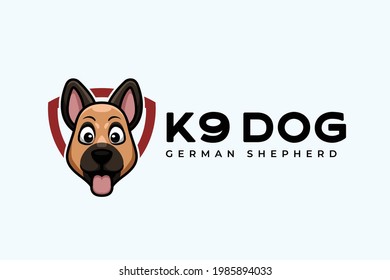 Creative Cartoon Cute Fun K9 Dog Logo