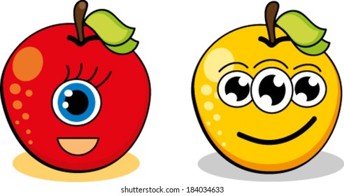 Creative cartoon design of  apple.