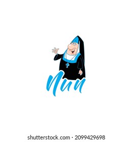 Creative Cartoon Design Nun Logo