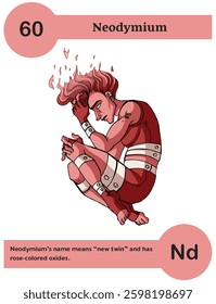 Creative Cartoon Illustration of Neodymium