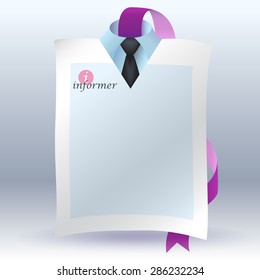 Creative, cartoon image of a man as an informer as an element of infographics.