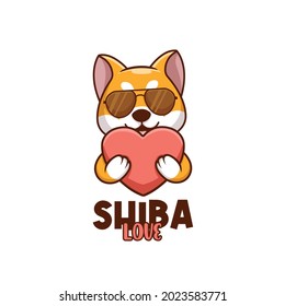 Creative Cartoon Love Doge Shiba Inu Dog Cute Logo