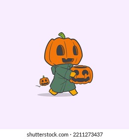 Creative Cartoon Pumpkin brings a spooky bucket