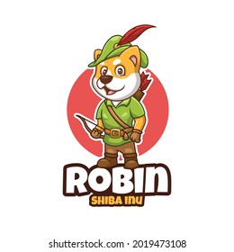 Creative Cartoon RobinDoge Shiba Inu Character Mascot Logo