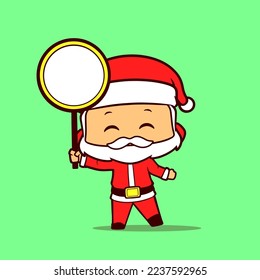 creative cartoon of Santa Claus holding a circle board