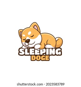 Creative Cartoon Sleeping Doge Shiba Inu Dog Cute Logo