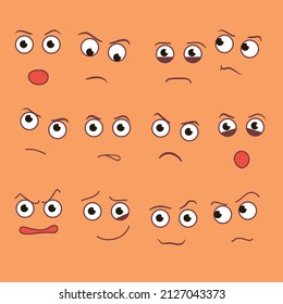 creative cartoon style smiles with different emotions vector design