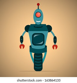 Creative cartoon vector robot.