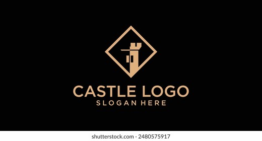 Creative castle logo design with unique concept , premium vector