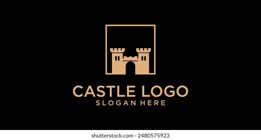 Creative castle logo design with unique concept , premium vector