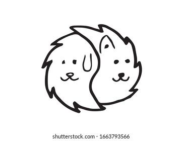 creative cat and dog animal logo.
