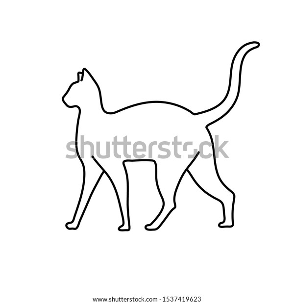 Creative Cat Drawn Lines Art Image Stock Vector (Royalty Free) 1537419623