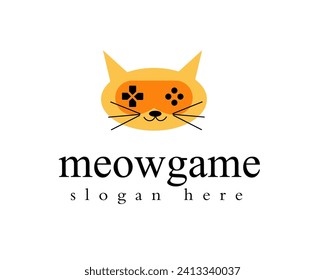 creative cat face game logo design template
