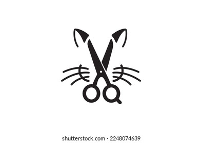 Logo-Symbol für kreative Katzenschere Vektorsymbol-Design-Illustration	
