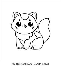 Creative cat line art for kids coloring book vector art illustration.