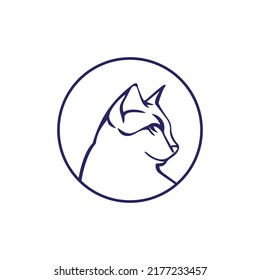 Creative cat logo with a circle vector design