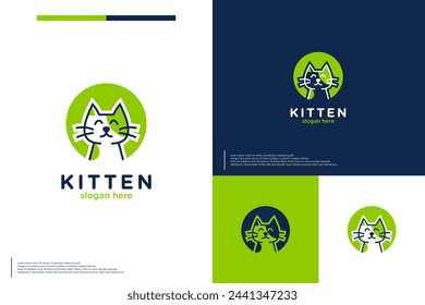 creative cat logo ,minimalist pet shop , logo design illustration.