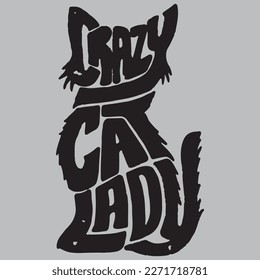 Creative cat with typography design art by illustration. Design made for garments printing, fabrics printing, logo and other.