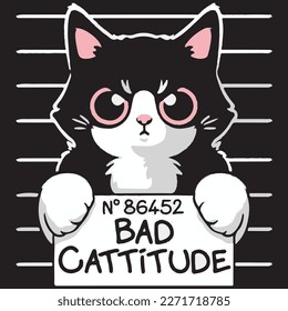 Creative cat with typography design art by illustration. Design made for garments printing, fabrics printing, logo and other.