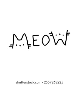 Creative Cat Typography MEOW Design with Whimsical Illustration