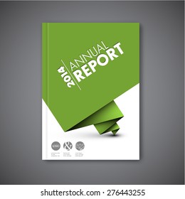 Creative catalog cover page layout - Modern Vector abstract brochure / book / flyer design template with green paper. 