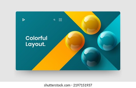 Creative catalog cover vector design layout. Isolated realistic spheres company identity concept.