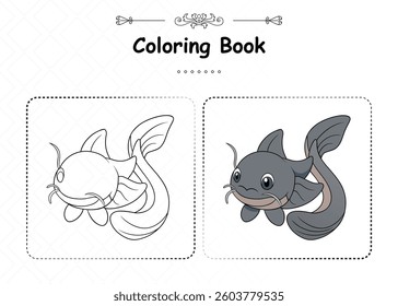 Creative Catfish Coloring Animal Illustration