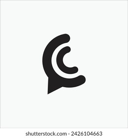 Creative CC or C with message icon shape pattern flat modern unique style logo design 
