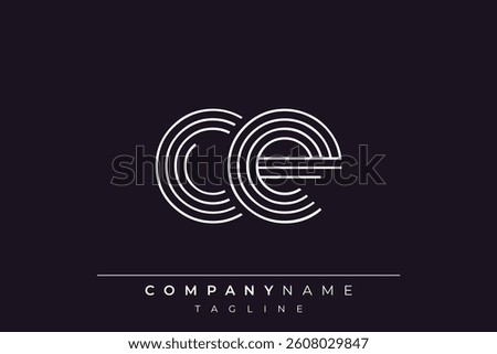 Creative CE lines letter logo design. A simplistic and elegant abstract logo design with linear patterns and initials, suitable for contemporary branding.