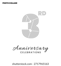 Collage fotográfico de celebración creativa usando la forma número 3