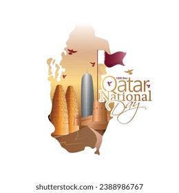 creative celebration Vector Illustration Qatar National Day (December 18th) 
