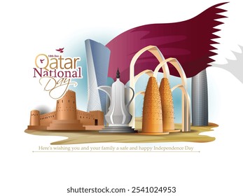 creative celebration Vector Illustration Qatar National Day (December 18th) 
