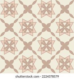 Creative ceramic tile beige monochrome pastel color, trendy symmetrical square tile design vector illustration for design