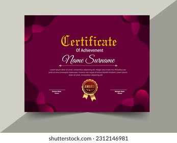 creative certificate of achievement template design. luxury elegant blue and gold diploma, corporate training certificate design