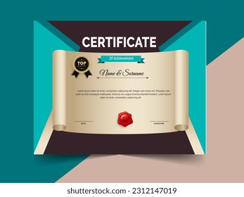 creative certificate of achievement template design. luxury elegant blue and gold diploma, corporate training certificate design